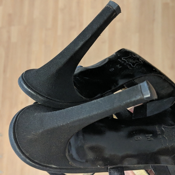 YSL black dressy ankle strap high heal shoes, size 8 M - Picture 6 of 13